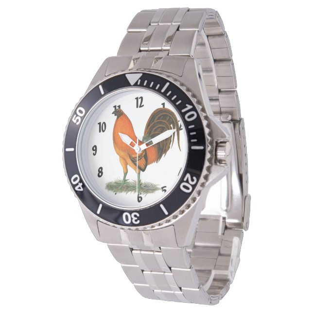 Relógio De Pulso Galo Combatente Ginger Vermelho (Angular)
