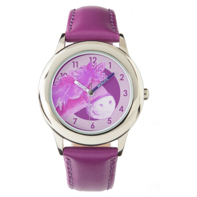 Relógio De Pulso Garotas divertidas, pônei, adicione seu nome, reló (Frente)