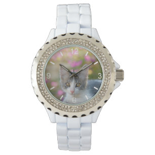 Relógio De Pulso Gatinho Bicolor Gelado Foffy Foto de Gato - placa 