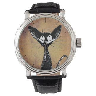 Relógio De Pulso Gato Negro Engraçado