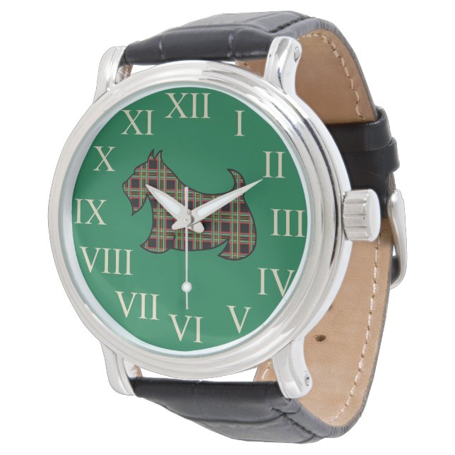 Relógio De Pulso Gift da Green Scottish Terrier Watch (Angular)