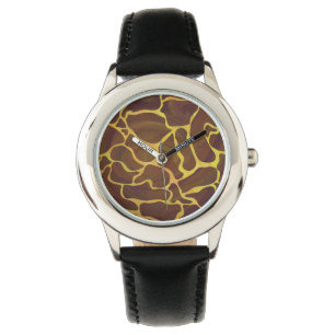 Relógio De Pulso Giraffe Brown e Impressão Amarelo