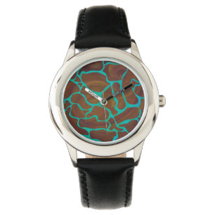 Relógio De Pulso Giraffe Brown e Teal Impressão