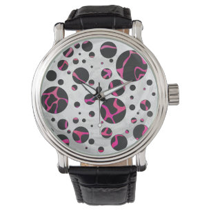 Relógio De Pulso Giraffe Hot Pink e Impressão preto
