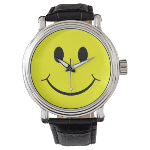 Relógio De Pulso Gráfico amarelo feliz da cara