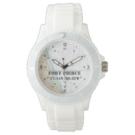 Relógio De Pulso Gráfico náutico de Longitude do Latitude Fort Pier