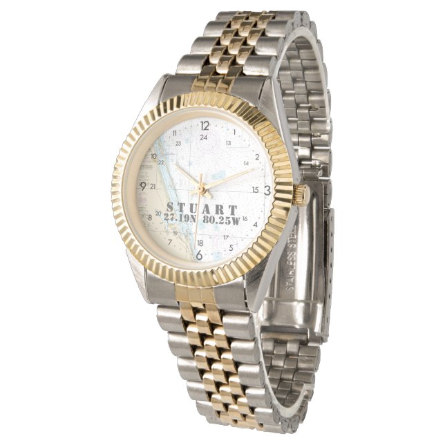 Relógio De Pulso Gráfico náutico Estart Flórida Longitude Latitude (Angular)