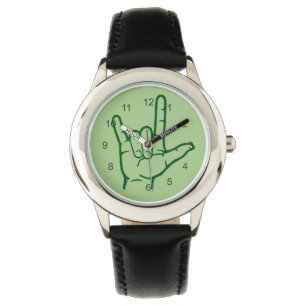 Relógio De Pulso Green ASL I Love You Watch