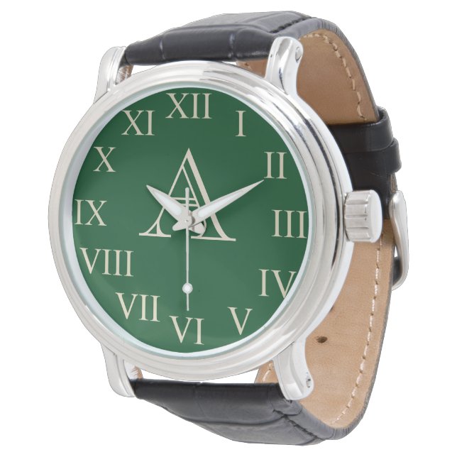 Relógio De Pulso Green Men Personalizado Monograma Watch (Angular)