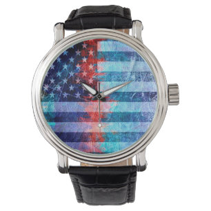 Relógio De Pulso Grunge da bandeira americana