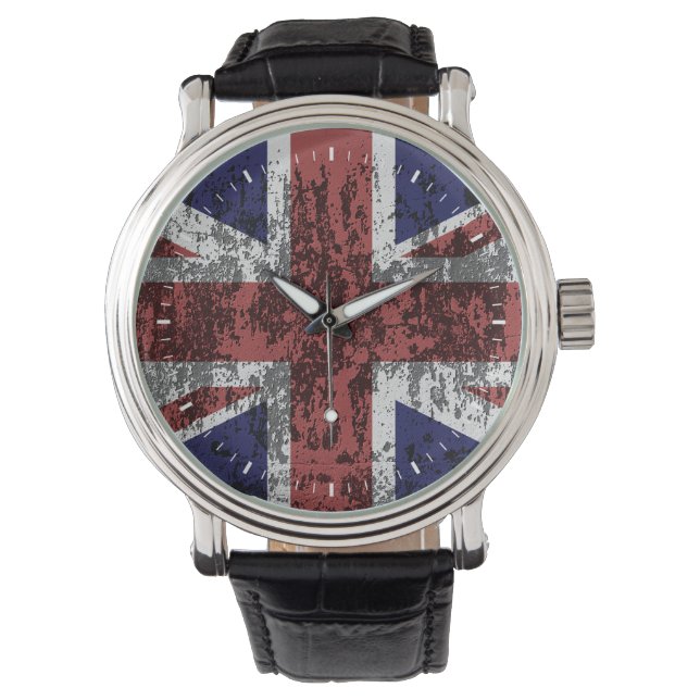 Relógio De Pulso Grungy Union Jack Flag (Frente)