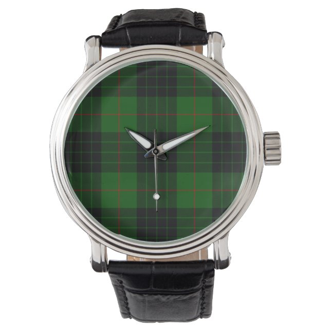 Relógio De Pulso Gunn tartan green xadrez negra (Frente)