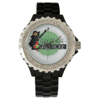 Relógio De Pulso Guyana Girl Black Rhinestone e Watch