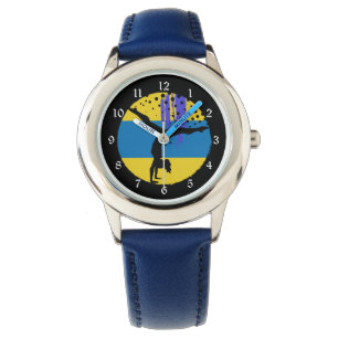 Relógio De Pulso Gymnast Dourado azul da arte abstracta