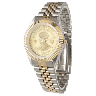 Relógio De Pulso Haile Selassie - Rasta reggae Gold Watch -