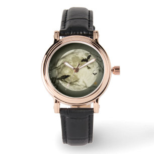 Relógio De Pulso Halloween Moon Spooky Crows