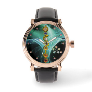 RELÓGIO DE PULSO HASTE DE ASCLEPIUS 7 CHAKRAS, IOGA, ENERGIA