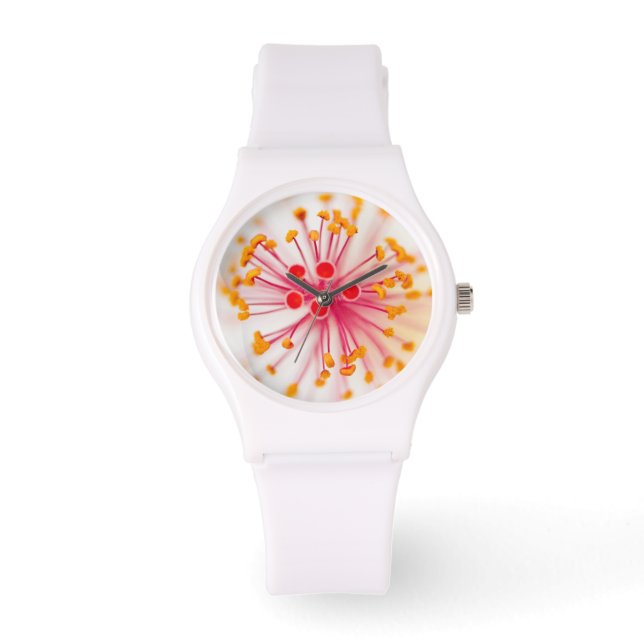 Relógio De Pulso Hawaiian Hibiscus Sporty White Silicon Watch (Frente)