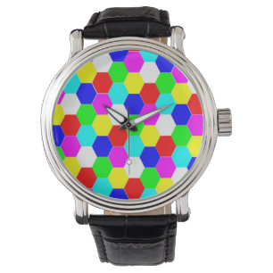 RELÓGIO DE PULSO HEXAGÕES COLORIDOS