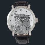Relógio De Pulso Hipster | coruja engraçada com foto de óculos<br><div class="desc">Hipster | coruja engraçada com foto de óculos.</div>