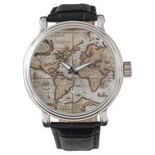 Relógio De Pulso História-amante do mapa de Velho Mundo do vintage
