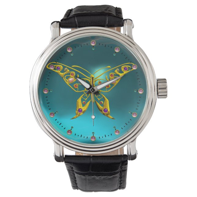Relógio De Pulso HYPER BUTTERFLY, Teto Turquesa Azul (Frente)