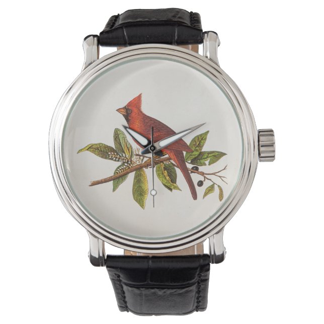 Relógio De Pulso Ilustração das aves cardinais Vintage - década de  (Frente)