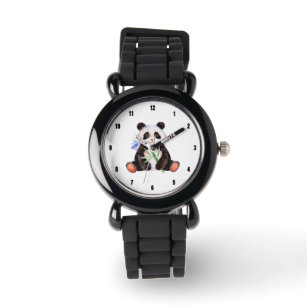 Relógio De Pulso Ilustração de Aquarelas de Panda Bonita