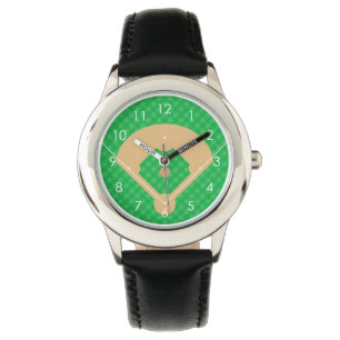 Relógio De Pulso Ilustração do diamante de basebol da vista aére