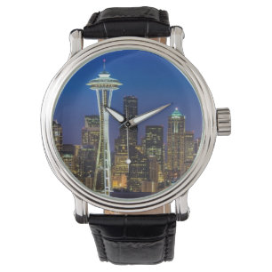 Relógio De Pulso Imagem da skyline de Seattle em horas de manhã