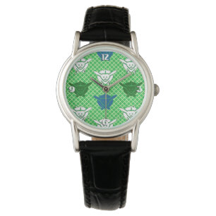 Relógio De Pulso Impressão de coelho japonês, verde, azul e branco