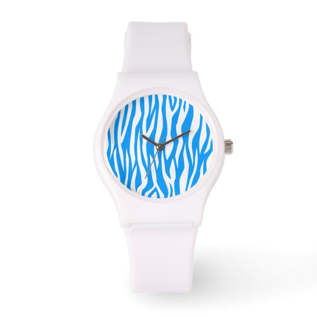 Relógio De Pulso Impressão de Zebra Azul Claro (Frente)