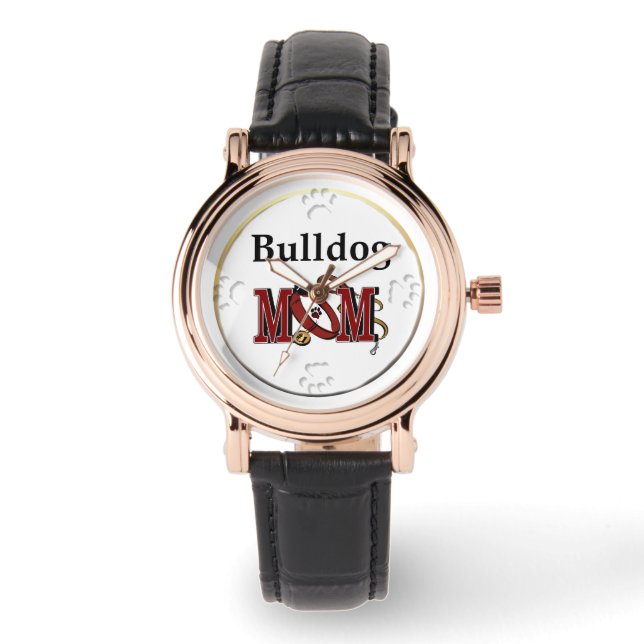 Relógio De Pulso Inglês Bulldog Mãe Oferta (Frente)