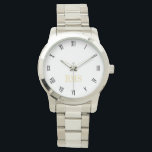 Relógio De Pulso Iniciais de Monograma<br><div class="desc">Vigia personalizada, personalizada, elegante e elegante de pulso de aço inoxidável com tom prateado. Basta digitar as iniciais. Vá em frente crie um relógio maravilhoso e personalizado para os homens e mulheres especiais em sua vida - mãe, pai, noiva, noiva, esposa, marido, irmã, irmão, avó, avô, namorada, namorado. Faz um...</div>