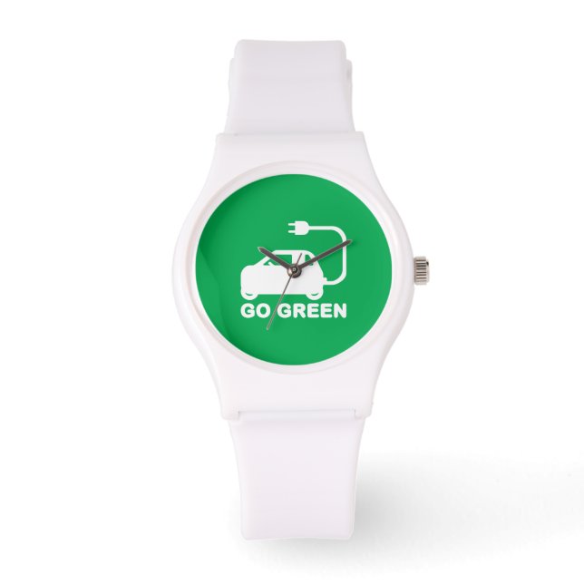 Relógio De Pulso Ir Verde ~ Dirigir Carros Elétricos (Frente)
