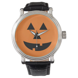 Relógio De Pulso Jack-O-Lantern Orange Pumpkin Halloween Watch