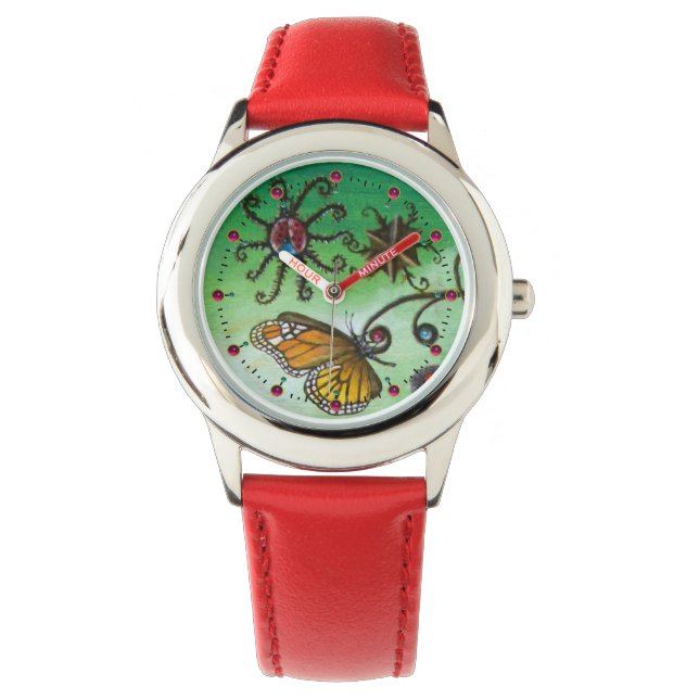 Relógio De Pulso JARDIM DE MELISSA Magic Butterfly, Ladybug,Verde (Frente)