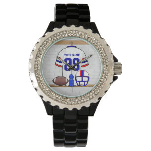 Relógio De Pulso Jérsei azul vermelho branco personalizado do