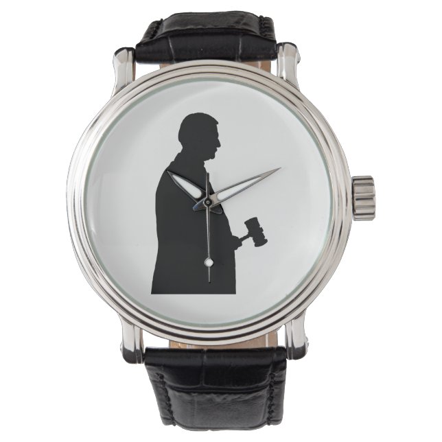 Relógio De Pulso Juiz com Gavel Silhouette (Frente)