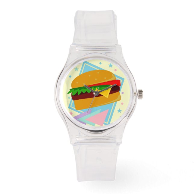 Relógio De Pulso Kawaii Cute Cartoon Hamburger Cheeseburger Burger (Frente)