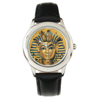 Relógio De Pulso Kids King Tut Egípcio Black Leather Strap Watch
