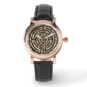 Relógio De Pulso LABYRINTH V Perfect Square Black Leather Watch