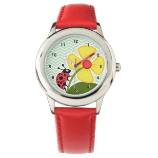 Relógio De Pulso Ladybug no Celadon Chevron