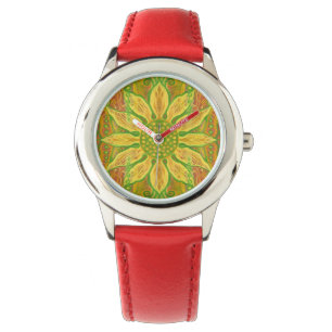 Relógio De Pulso Laranja verde-amarelado-amarelo-do-cheiro-da-flor
