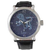 Leão Constelação e Símbolo Zodíaco com Estrelas