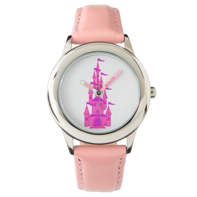 Relógio De Pulso Leite, Pink Princess Castle Watch (Frente)