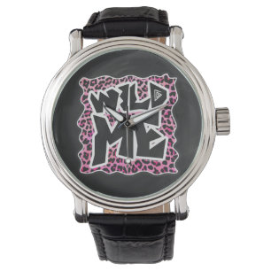 Relógio De Pulso Leopard me Wild Black and Hot Pink Design
