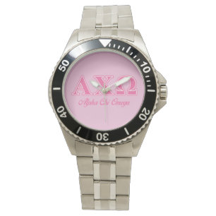 Relógio De Pulso Letras Rosa Alphi Chi Omega