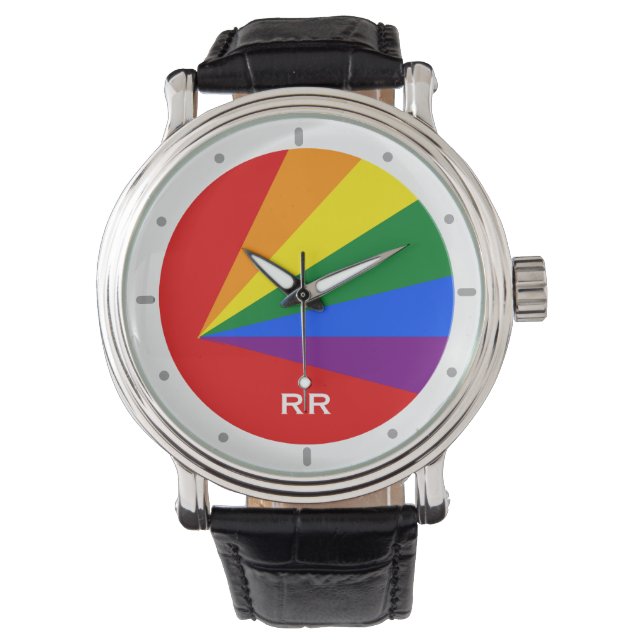 Relógio De Pulso LGBT Colorido Rainbow Orgulho gay Wristwatch (Frente)