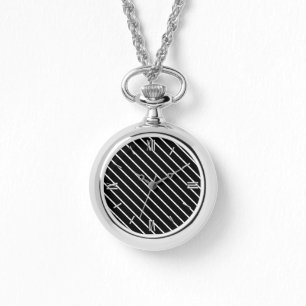 Relógio De Pulso Listras diagonais - preto e branco